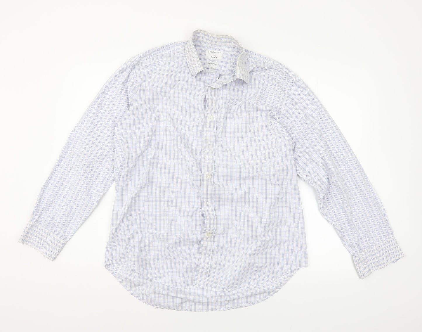 llyod attree & smith Mens Silver Check   Button-Up Size 16  - washable mark
