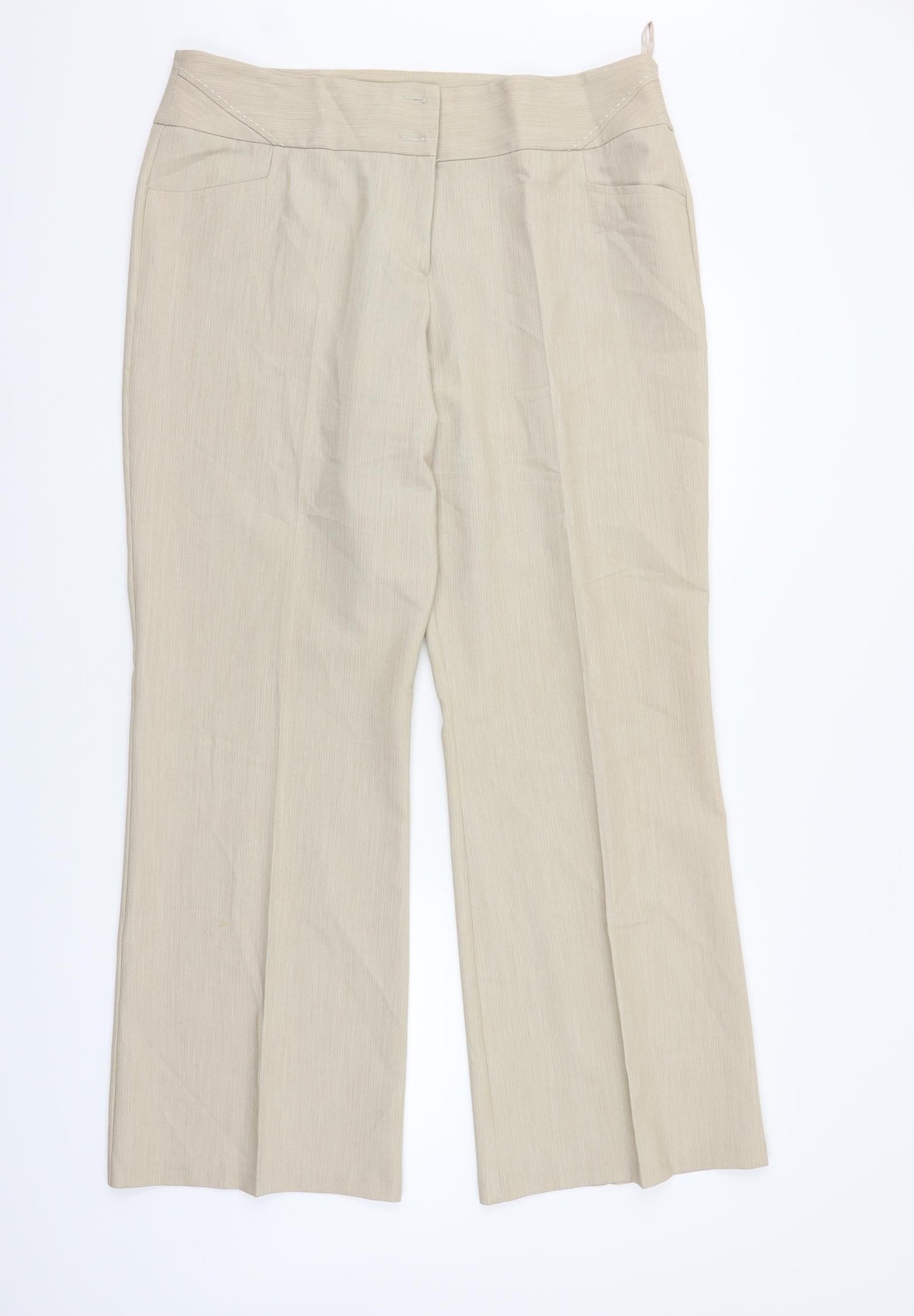 M&Co Womens Beige   Trousers  Size 18 L28 in