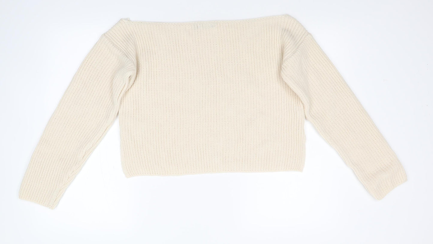 Boohoo Womens Beige  Knit Pullover Jumper Size M