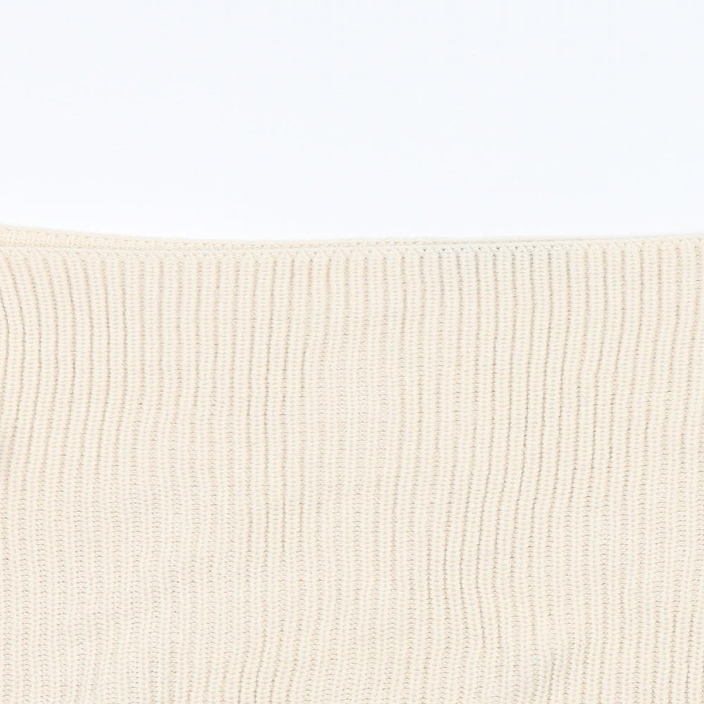 Boohoo Womens Beige  Knit Pullover Jumper Size M