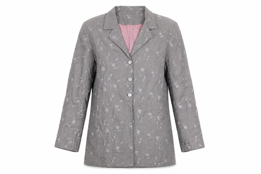 Penny Plain Womens Grey Floral  Overcoat Coat Size 14