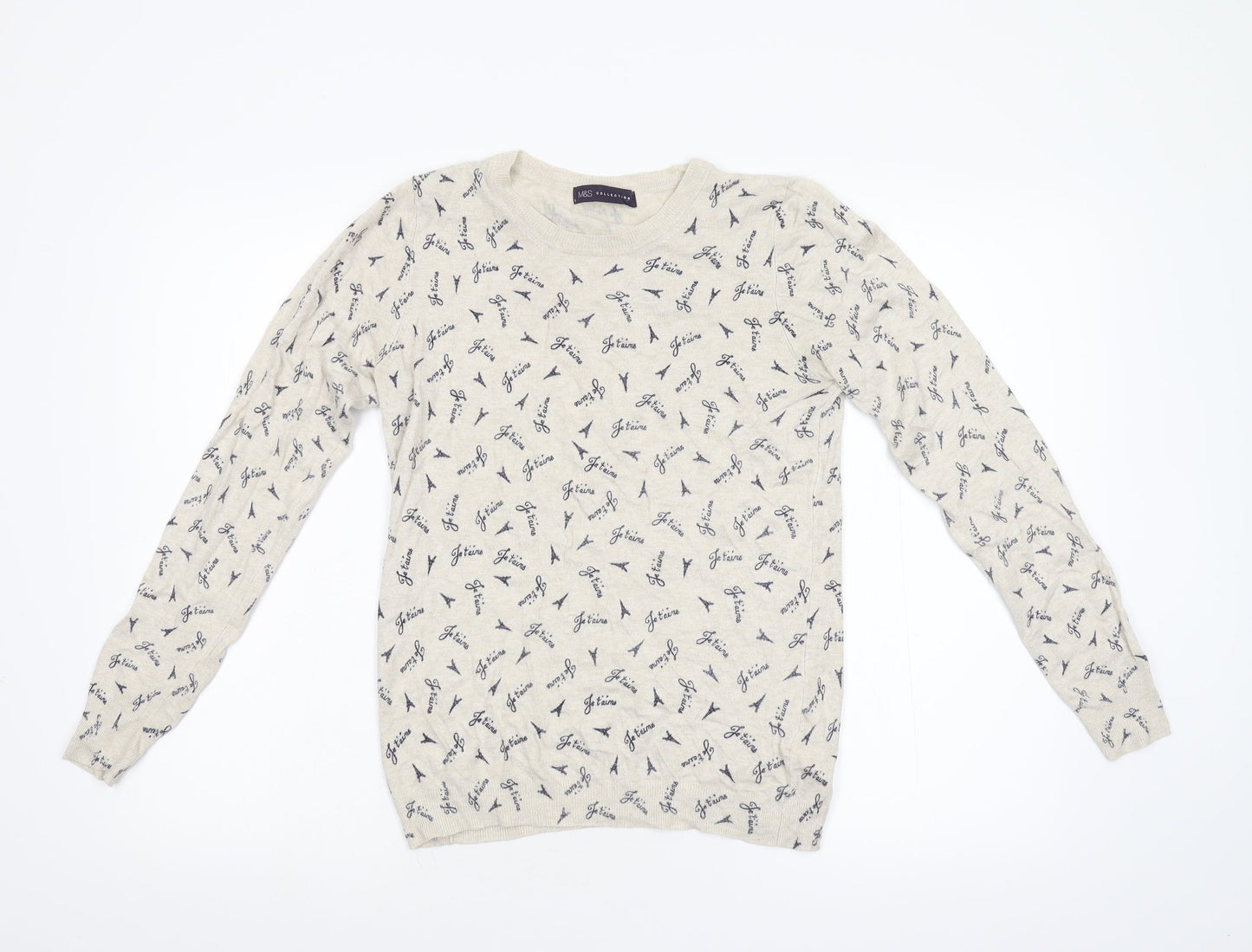 M&S Womens Beige  Knit Pullover Jumper Size 12