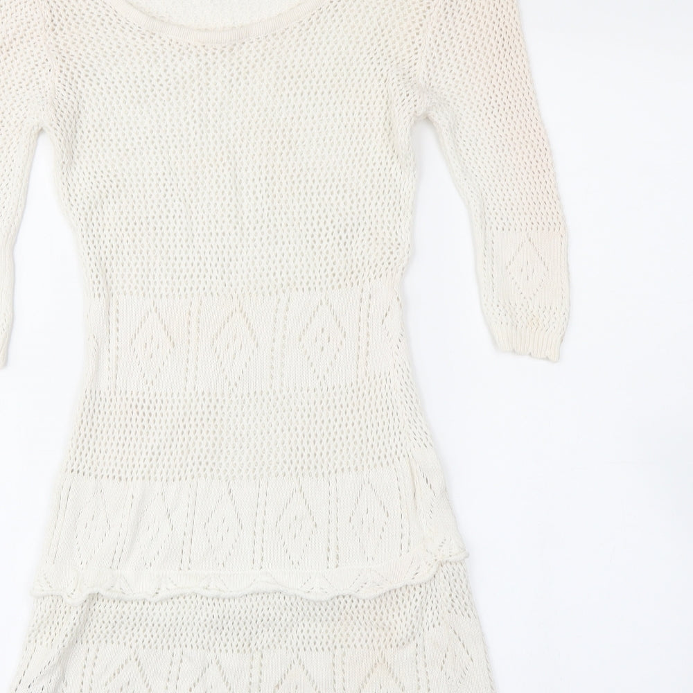 Miusol Womens White   Tunic Jumper Size M