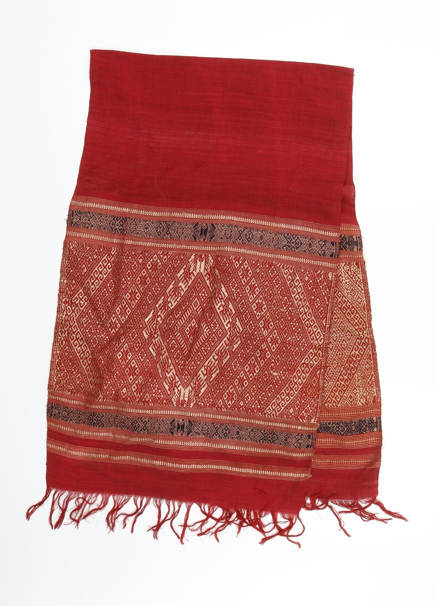 Preworn Unisex Red Geometric   Shawl/Wrap