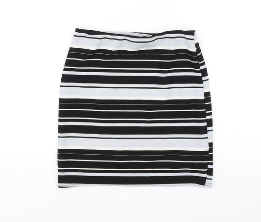 New Look Womens Black Striped  Mini Skirt Size 8