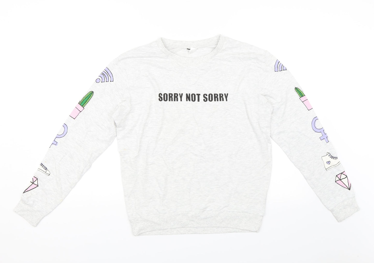Divided Womens Grey   Basic T-Shirt Size S  - Sorry not sorry