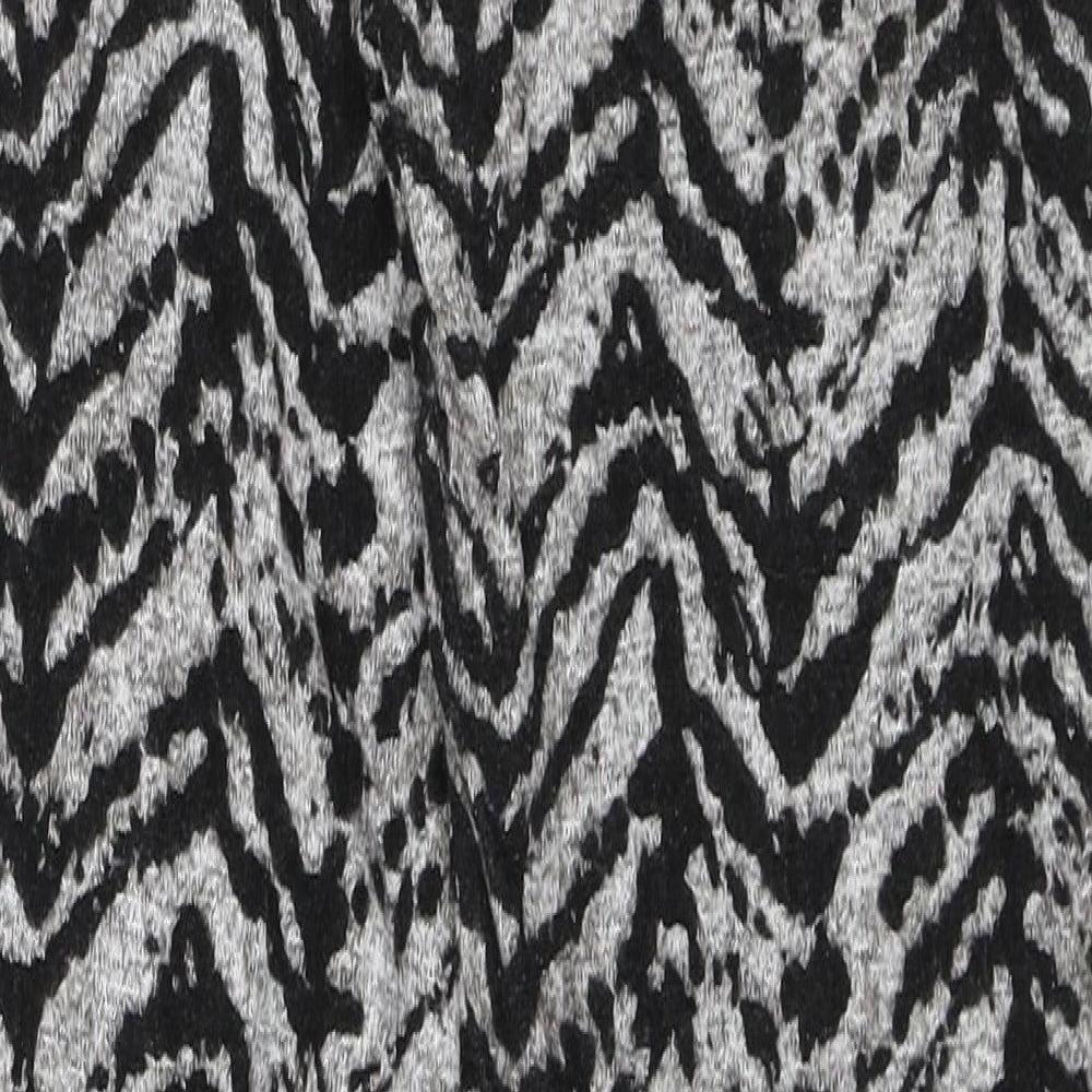Peacocks Womens Black Animal Print  Trousers  Size 6 L29 in