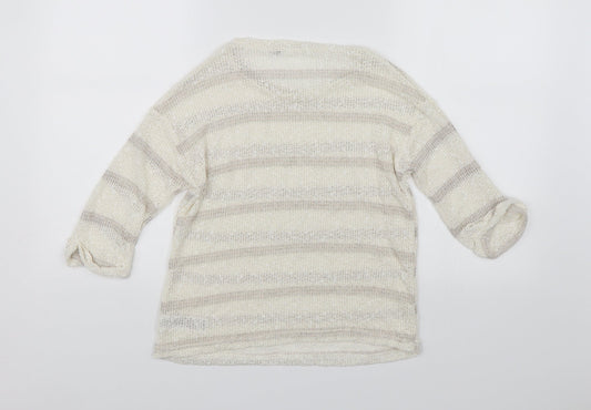 Dorothy Perkins Womens White Striped  Pullover Jumper Size 8