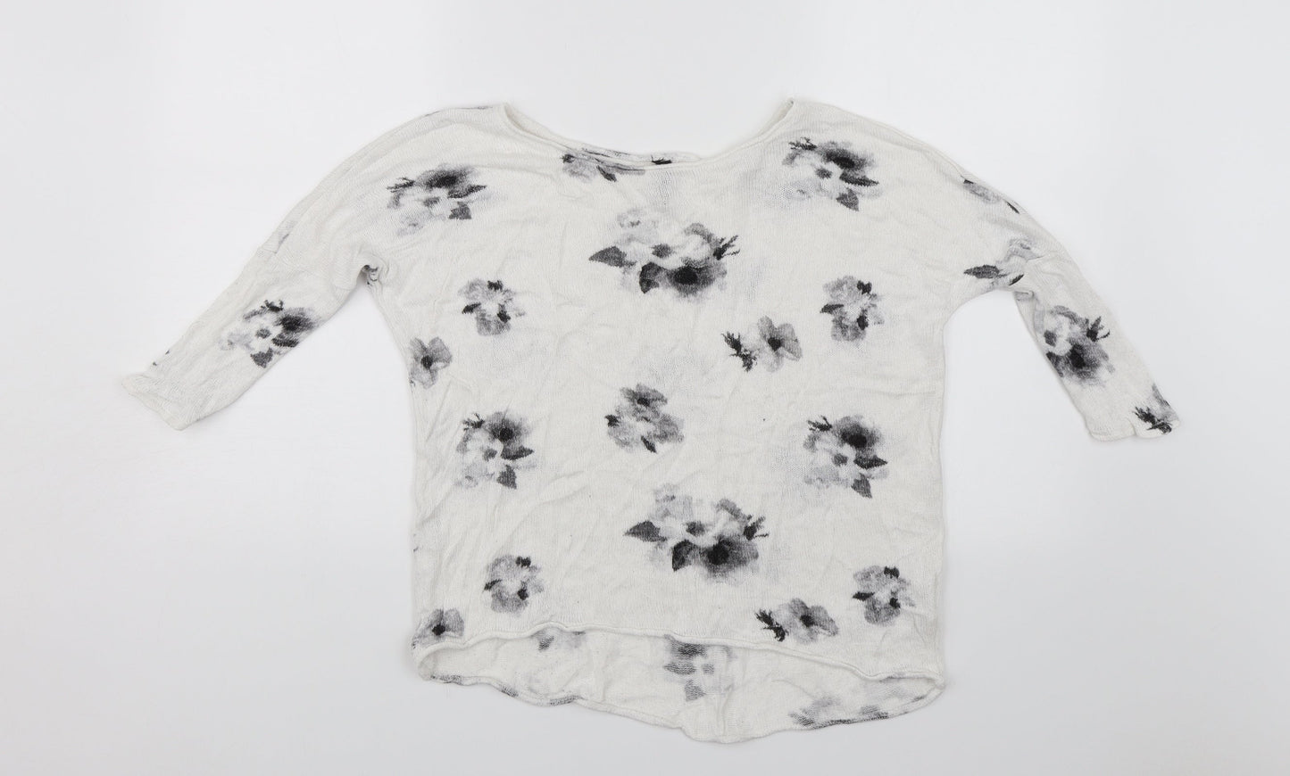 Divided Womens White Floral  Pullover Jumper Size XS