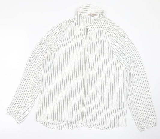 m&s Womens White Striped  Jacket  Size 14