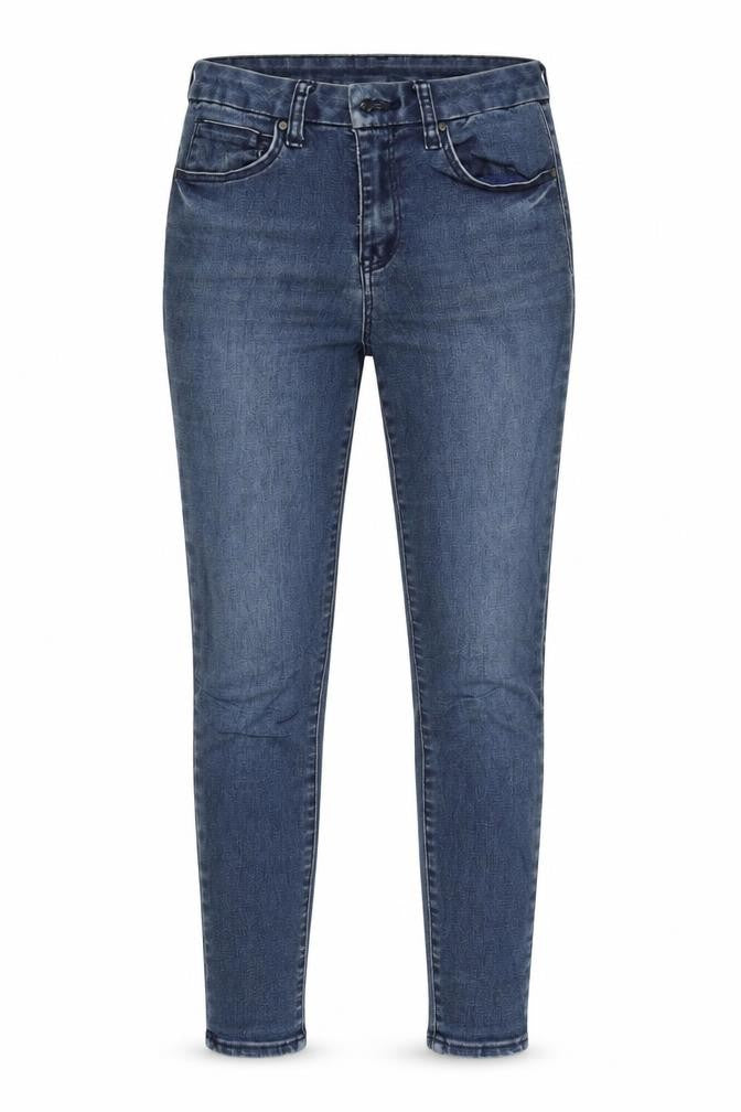 Front view of ASOS women’s blue straight jeans, size UK 25, 28-inch leg