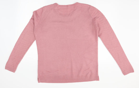 EWM Womens Pink  Knit Pullover Jumper One Size
