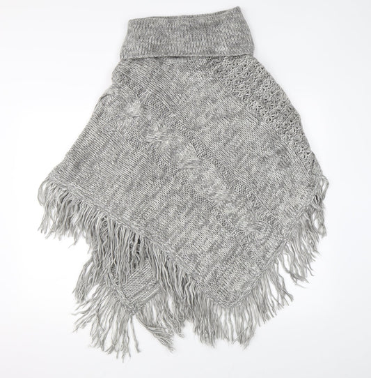 M&Co Womens Grey  Knit Jacket Poncho Size M