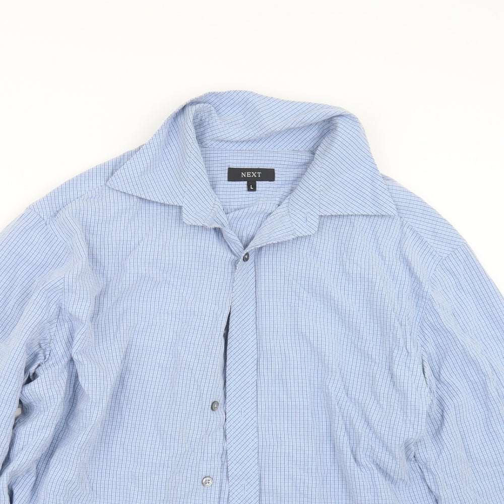 NEXT Mens Blue Check   Button-Up Size L