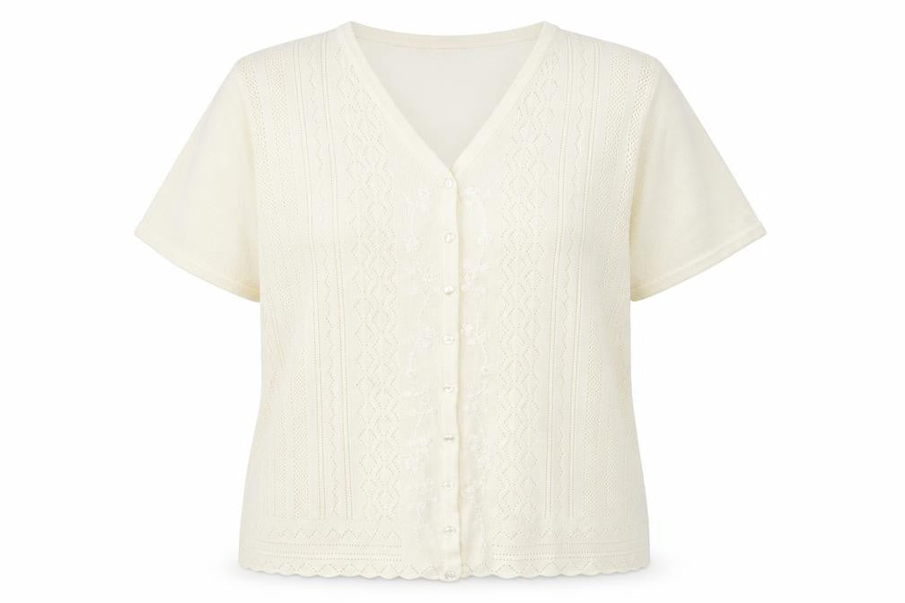 Bonmarché Womens Ivory Floral Knit Cardigan Jumper Size L
