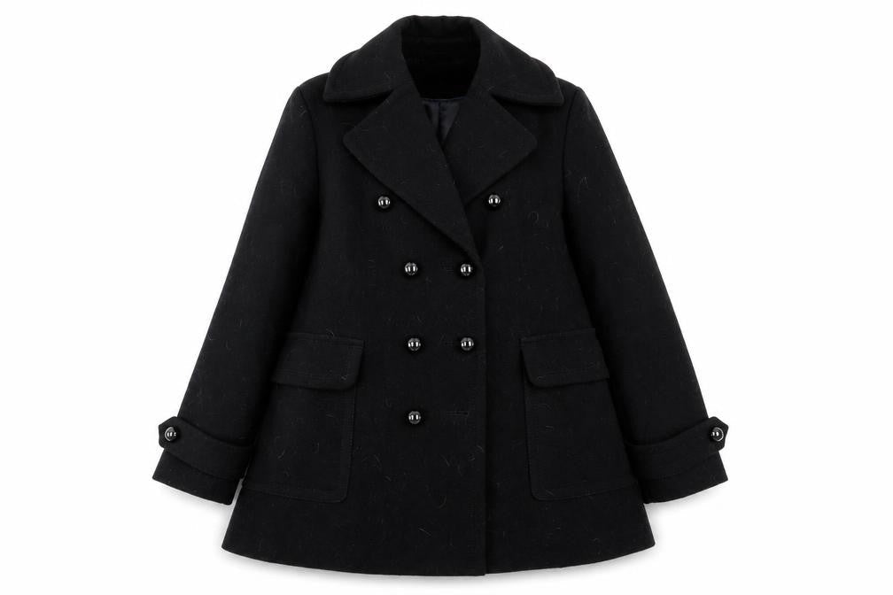Front view of Papaya women’s black overcoat coat, size UK 14
