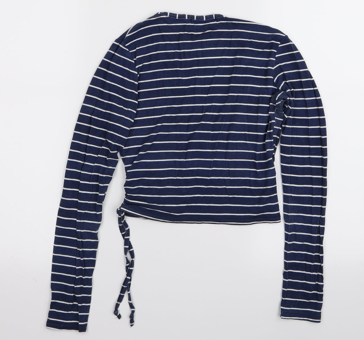 heartbreak Womens Blue Striped  Basic T-Shirt Size 8  - crop