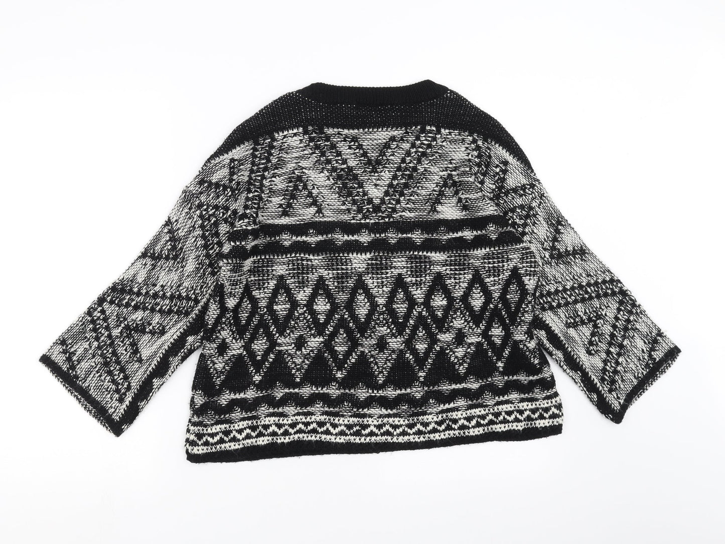 NEXT Womens Black Geometric  Pullover Jumper Size XS