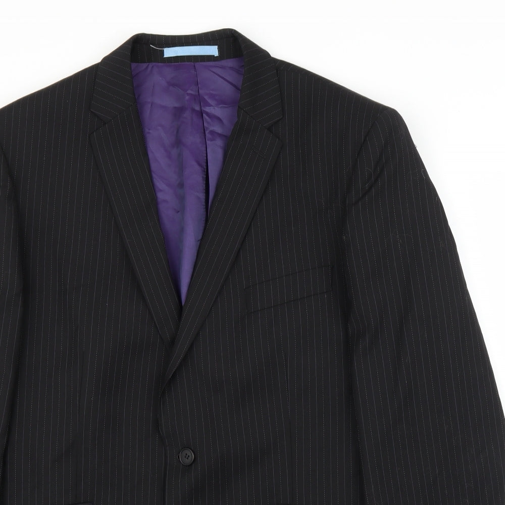 Burton Mens Black Striped  Jacket Suit Jacket Size 42
