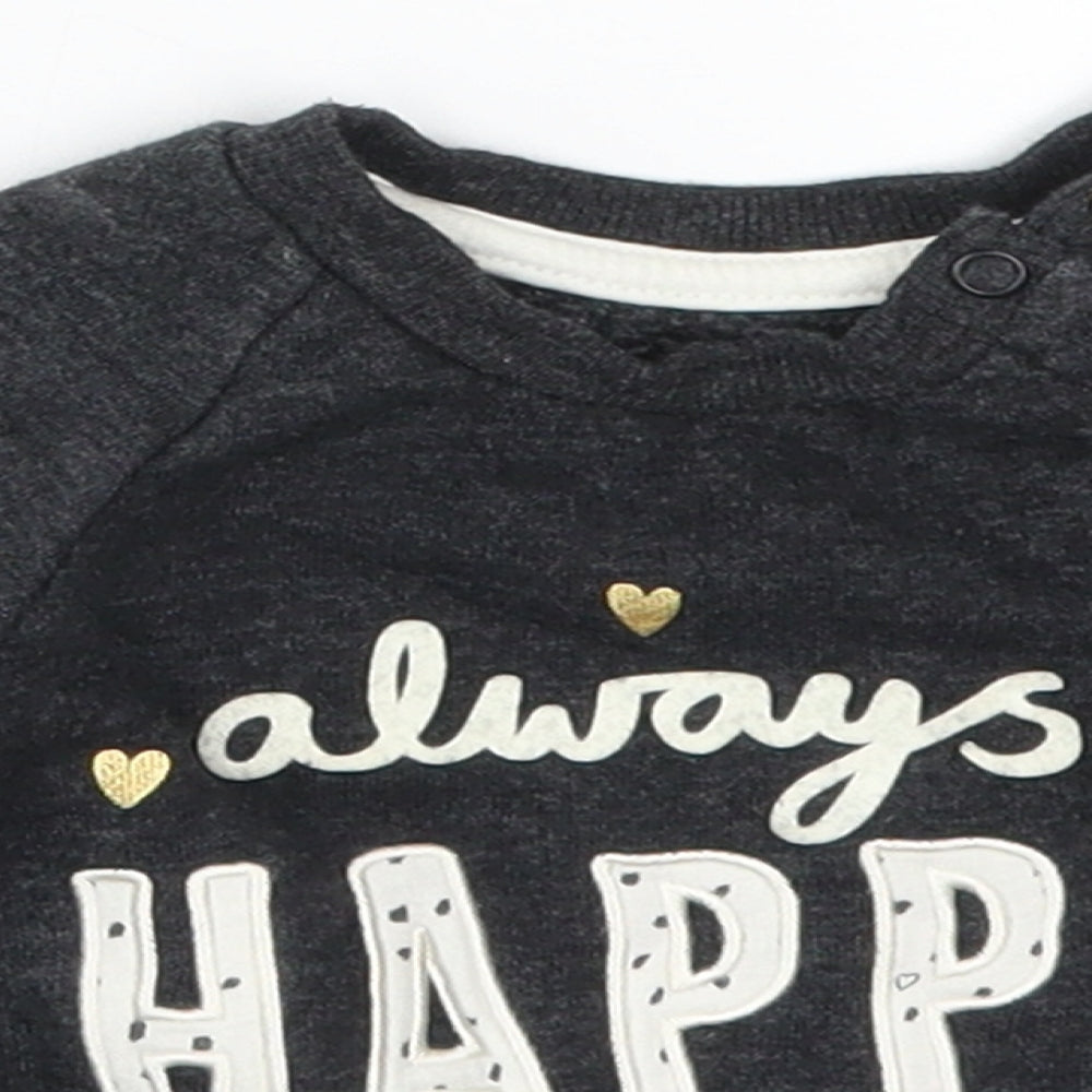 Primark Girls Grey   Basic T-Shirt Size 6-9 Months  - Always Happy