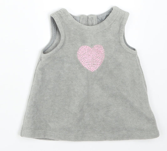 NEXT Girls Grey   Basic Tank Size 3-6 Months  - Heart