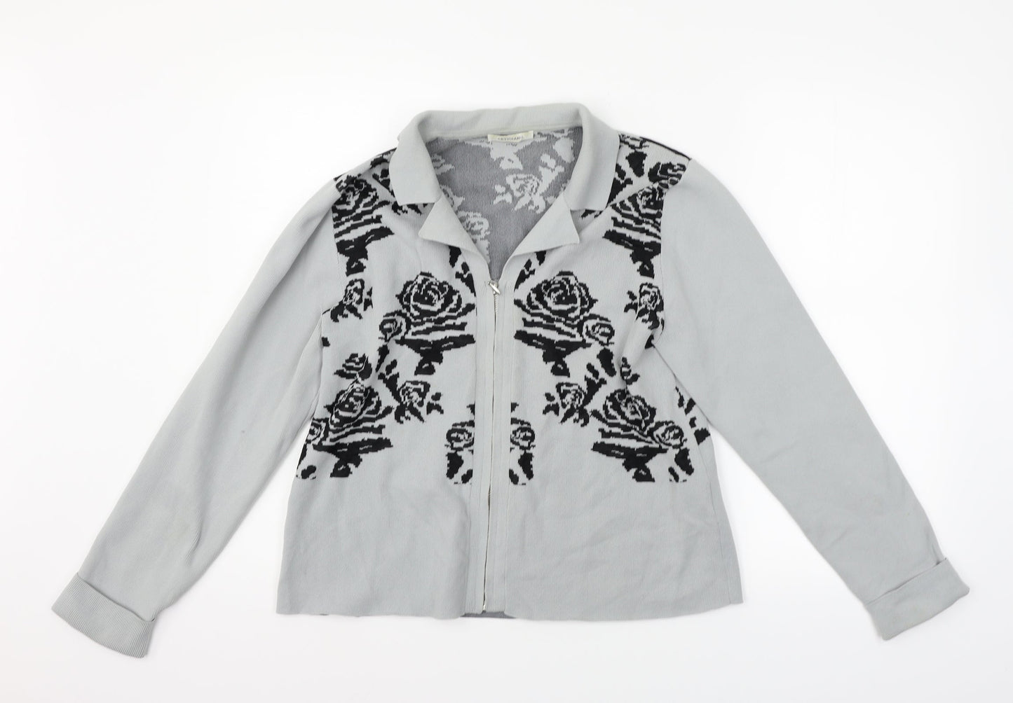 Artigiano Womens Grey Geometric  Jacket  Size L