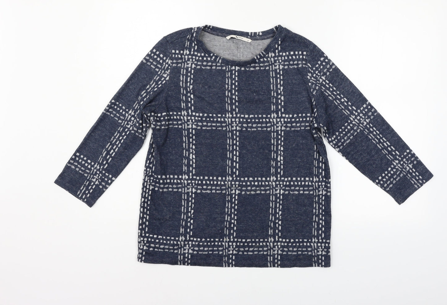 TU Womens Blue Geometric  Pullover Jumper Size 8