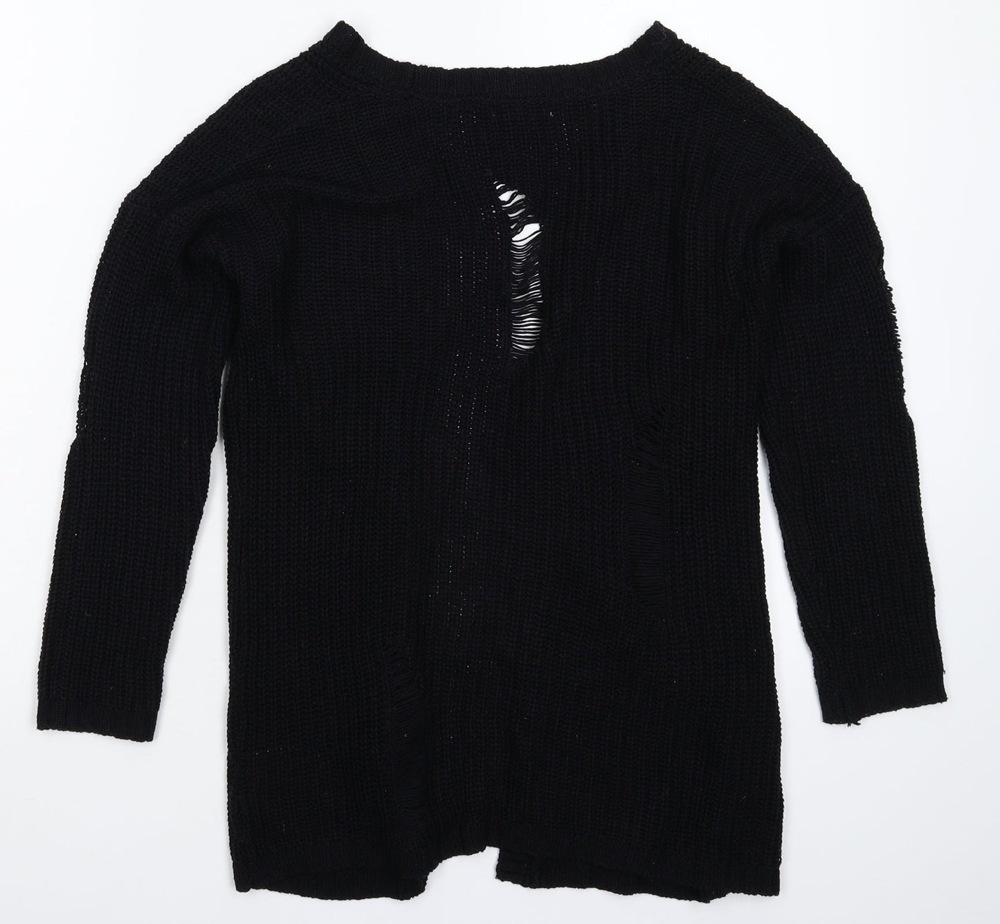 Primark Girls Black  Knit Cardigan Jumper Size 9-10 Years  - Distressed
