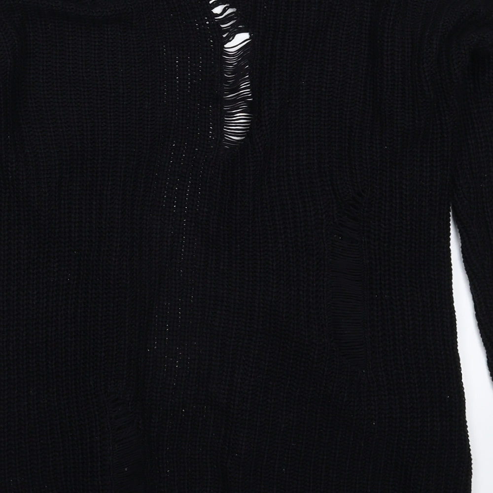 Primark Girls Black  Knit Cardigan Jumper Size 9-10 Years  - Distressed