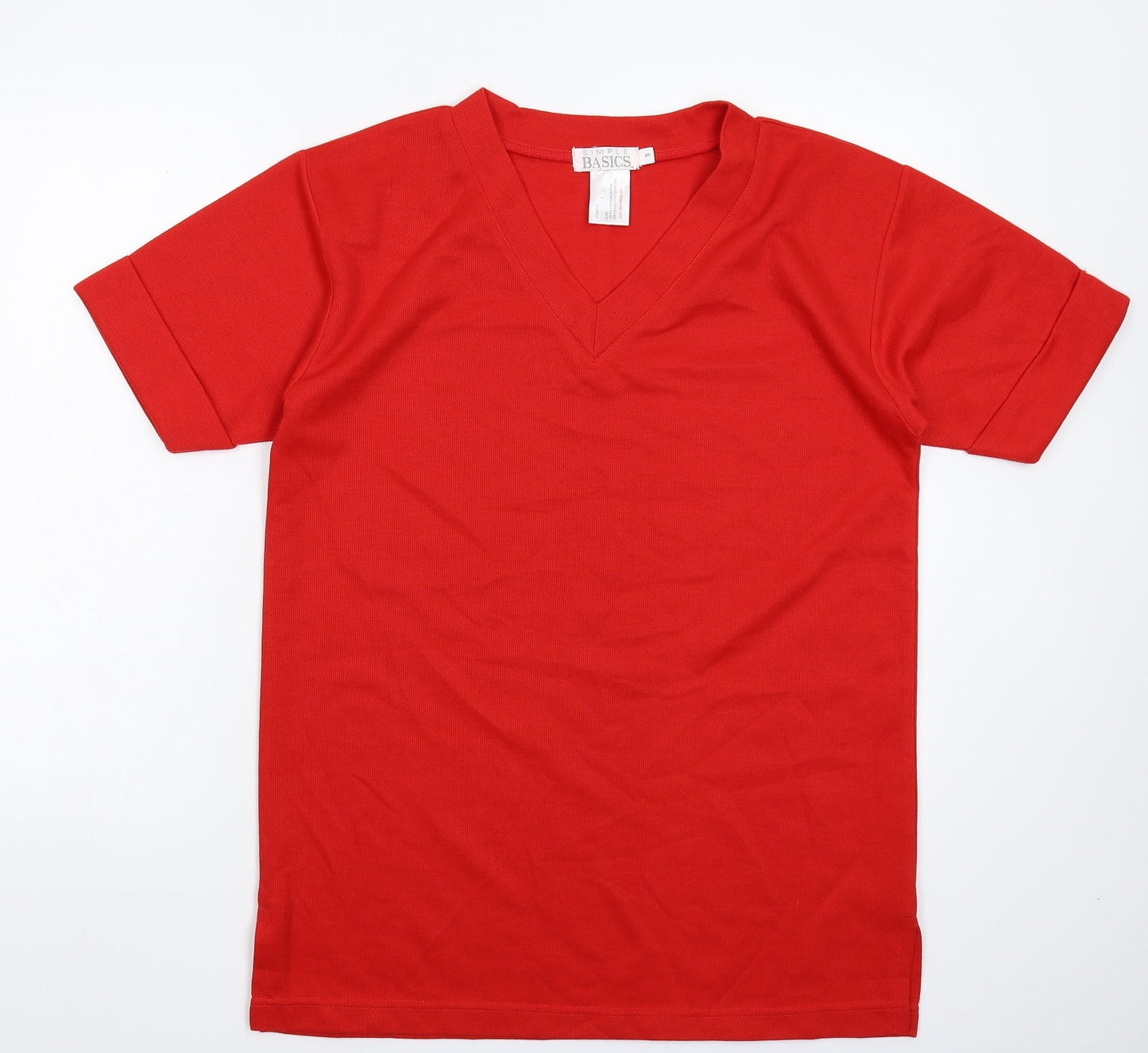 Simple Womens Red   Basic T-Shirt Size S  - Oversized