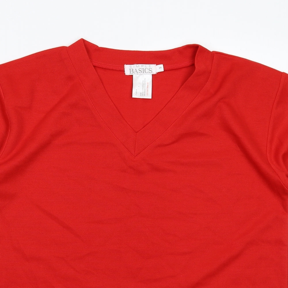 Simple Womens Red   Basic T-Shirt Size S  - Oversized