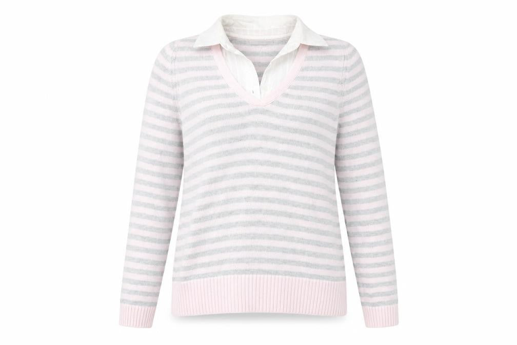 Marks and Spencer Womens Pink Striped  Pullover Jumper Size 12