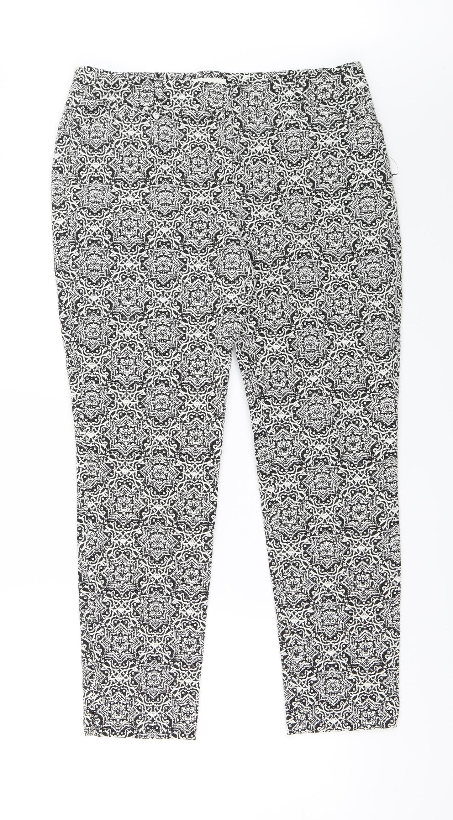 Monsoon Womens White Geometric  Trousers  Size 12 L25 in
