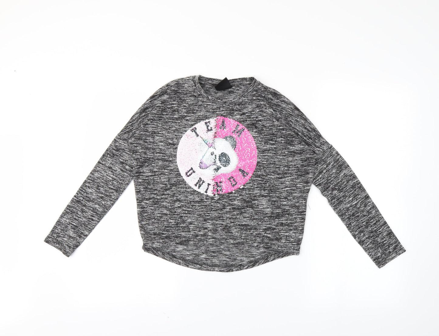 YD Girls Grey   Pullover Jumper Size 8-9 Years  - Reversible sequins