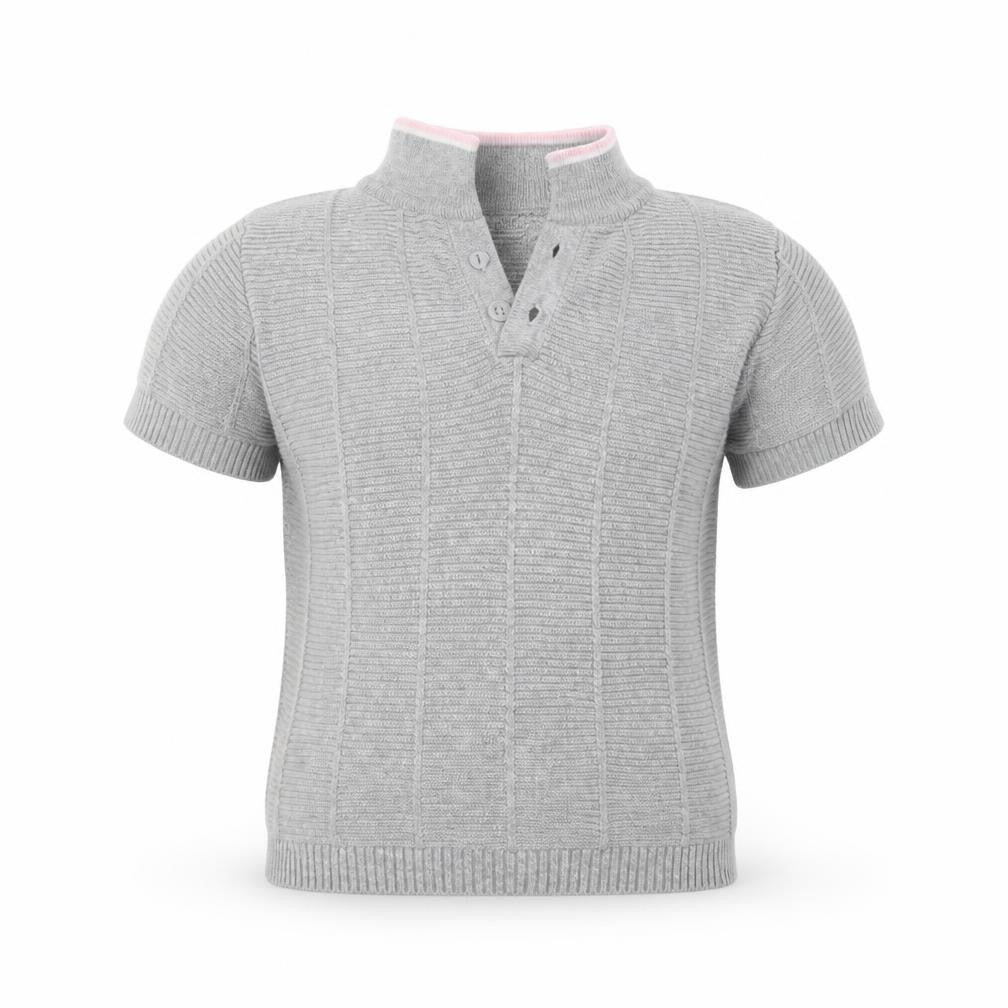 Front view of Primark girls’ grey pullover polo, size 12-18, months