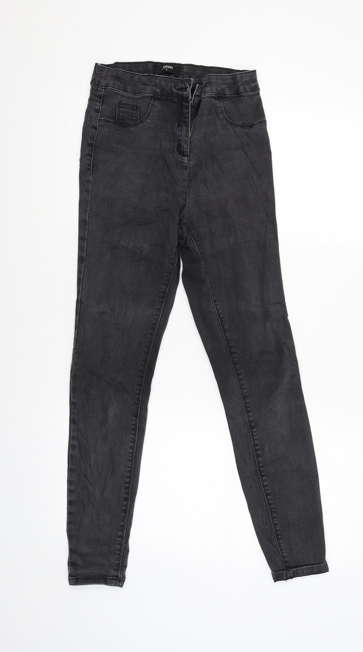 Additional front view of Denim women’s grey straight jeans, size UK 8, 28-inch leg
