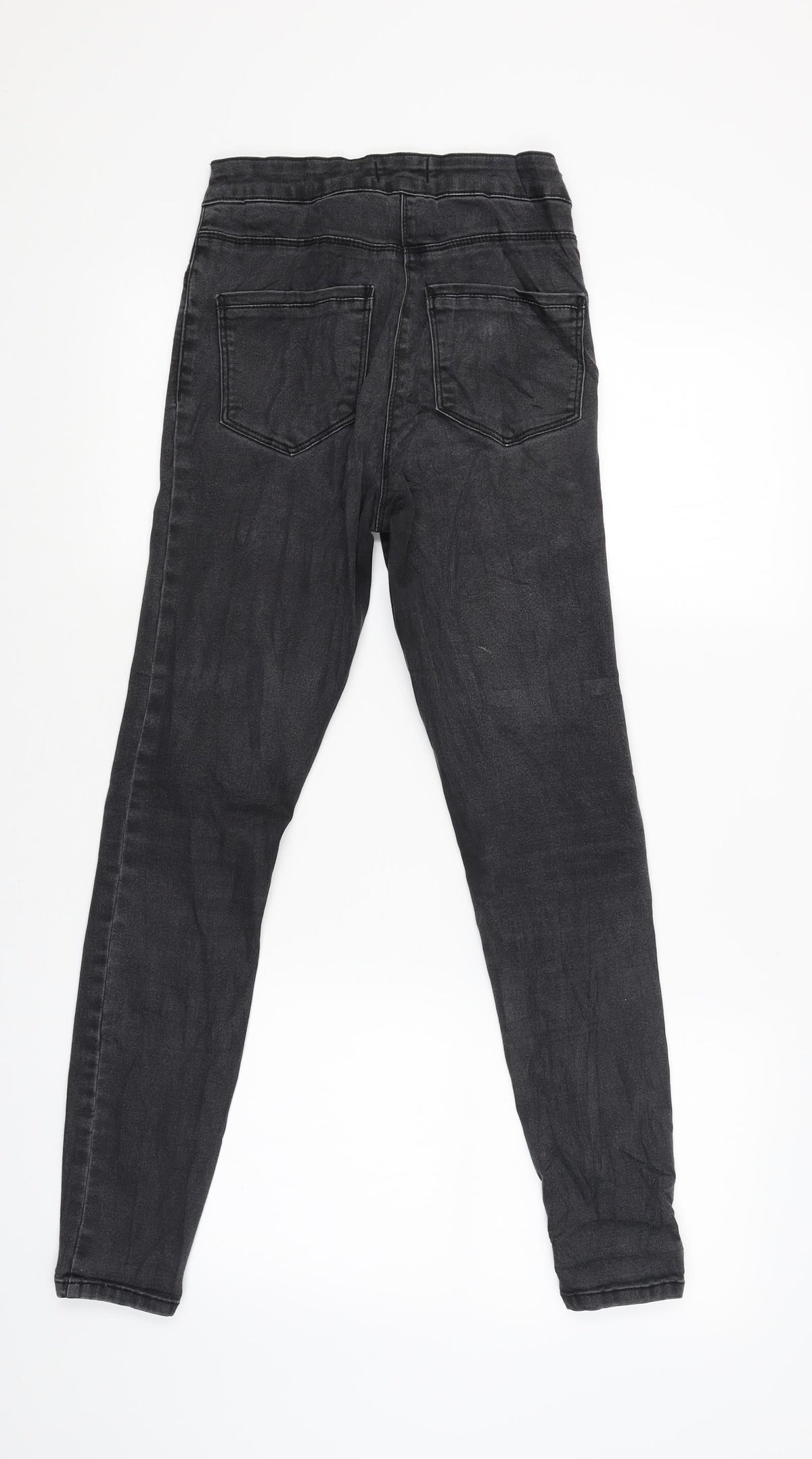 Back view of Denim women’s grey straight jeans, size UK 8, 28-inch leg