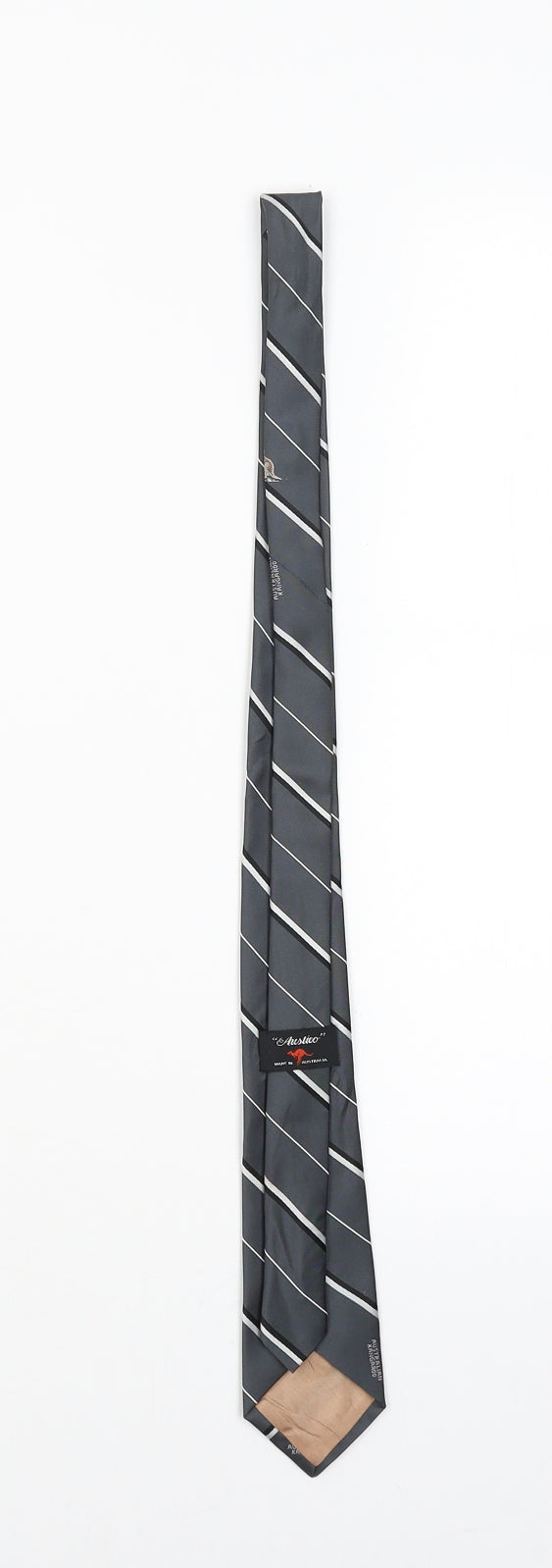 austico Mens Grey Striped  Pointed Tie One Size  - Kangaroo