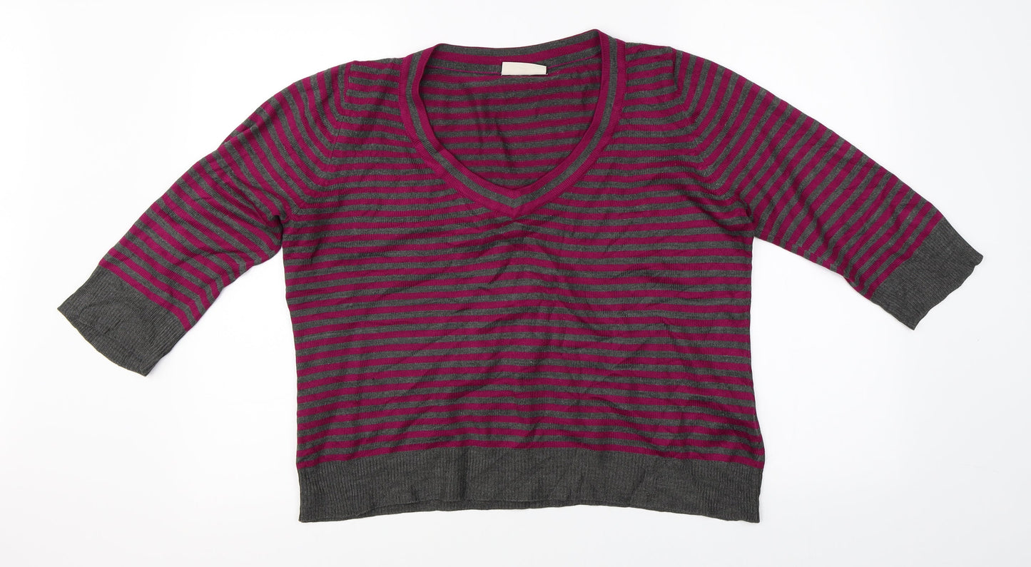 BHS Womens Pink Striped  Pullover Jumper Size 14