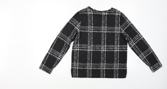 NEXT Womens Black Check  Pullover Jumper Size 8