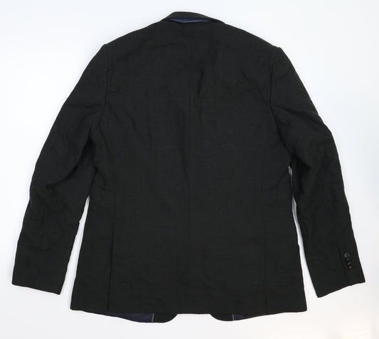 Marks and Spencer Mens Black Check  Jacket Suit Jacket Size 44