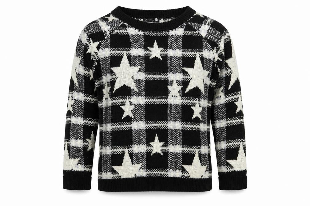 Danity Womens Black Geometric Knit Pullover Jumper Size L