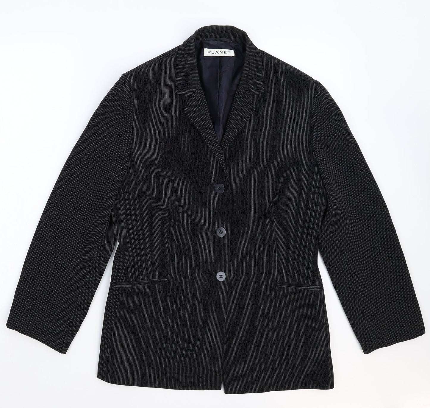 Planet Womens Black Striped  Jacket Suit Jacket Size 12