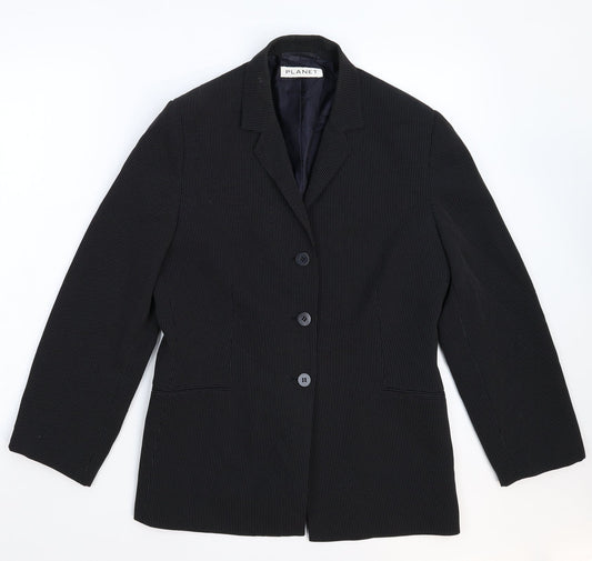 Planet Womens Black Striped  Jacket Suit Jacket Size 12