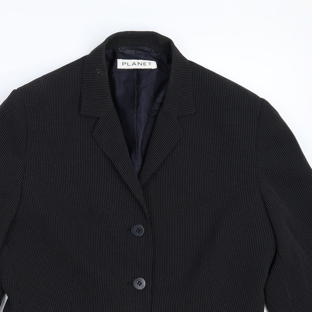 Planet Womens Black Striped  Jacket Suit Jacket Size 12