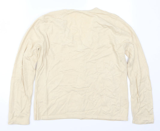 BHS Womens Beige   Cardigan Jumper Size 14  - Embroidered Flowers