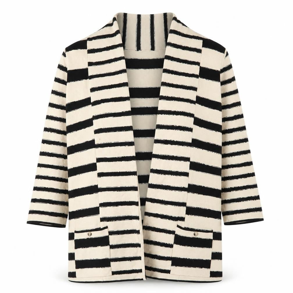 Country Casuals Womens Beige Striped  Cardigan Jumper Size M