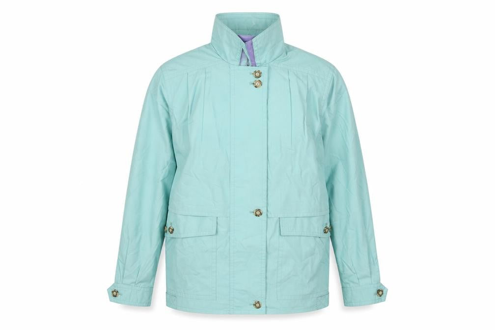 Front view of C&A women’s blue jacket coat, size UK 12