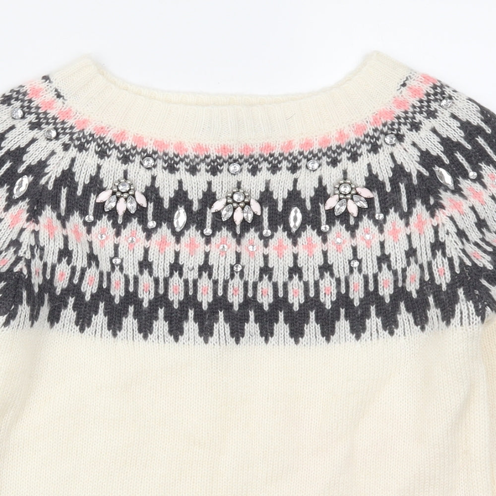Dorothy Perkins Womens Beige Geometric  Pullover Jumper Size 4