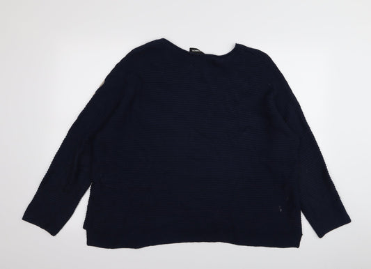 Doris Stretch Womens Blue Striped  Pullover Jumper Size 14